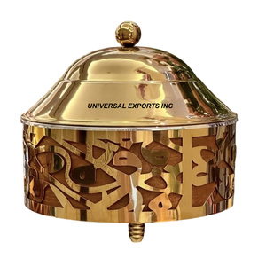 Juego de tres diseño árabe Hotpot Meena, diseño de pegatina, calentador de alimentos de lujo, cazuela de Metal decorativa de forma redonda - Product Image 4