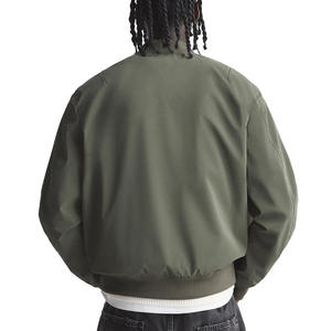 High Street Fashion Men's Grey Suede Zipper Bomber Jacket Stand Collar acanalado y dobladillo para el invierno Venta caliente - Product Image 3