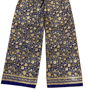 Pantalon large en soie sari indien pour femme avec taille élastique pour la fête, vêtements de nuit, vêtements de plage et vêtements de nuit - Product Image 3