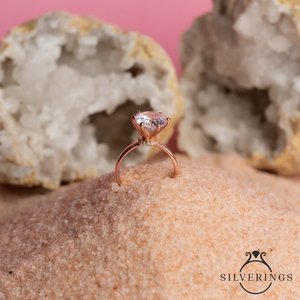 NOVAMART Fine Silverings 925 Sterling <b>Silver</b> <b>Solitaire</b> <b>Ring</b> Cut Zircon Geometric Pattern Rhodium Plated Pear Diamond for Engagem - Product Image 5
