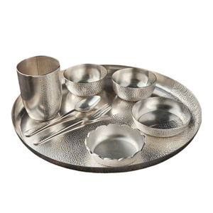 Plato redondo martillado a mano para servir, mesa de comedor, centro de mesa, bandeja decorativa para bodas y fiestas, platos para servir - Product Image 6