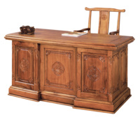 Magnifica Scrivania da Ufficio in Stile Europeo, Realizzata a Mano in Legno di Teak Massiccio Intagliato, Modulare, Sostenibile, Antica e Confortevole