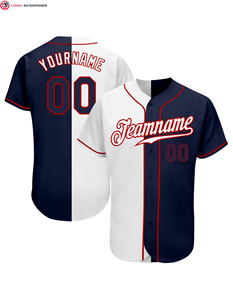 Maillots de baseball personnalisés à boutons complets avec logos sublimés ou brodés, couleurs personnalisées et numéros de joueur personnalisés - Product Image 1