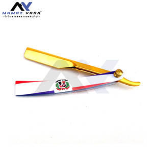 Navaja de Afeitar Profesional para Barbería, con Logotipo Personalizado, Chapada en Oro, Hoja Plegable de Acero Inoxidable, para Afeitar Barba y Cabello - Product Image 3