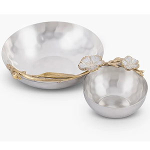 Restaurants <b>Silver</b> Plated Finished Aluminum Metal Chip and <b>Dip</b> Bowl New Look for Home Hotel Dinnerware Home - Product Image 3