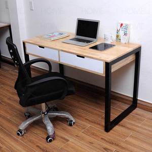 SFBHK005-Minimalist Design 2-Drawer Wood and Rubber <b>Workstation</b> with Iron Legs 1200x600x750mm - Product Image 4