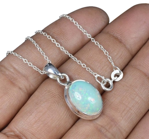 Meilleur bijou Opale éthiopienne 925 Sterling Silver Gemstone Chain Pendant october Birthstone Natural Stone Gift For Birthday - Product Image 1
