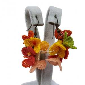 Boucles d'oreilles lustre à aiguille en dentelle Orange Festival Accessoire soucieux de la mode - Product Image 1