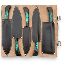 Ensemble de couteaux de chef en acier inoxydable Nordic Forge, sac en cuir, 5 pièces, ambidextre, fait à la main, OEM, couteaux professionnels, revêtement en poudre, bois