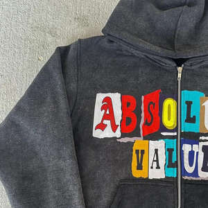 Nouveauté 2025 – Sweats à capuche streetwear pour hommes, respirants, personnalisables par sérigraphie, en molleton de coton délavé à l'acide, avec fermeture éclair, 500 GSM - Product Image 4