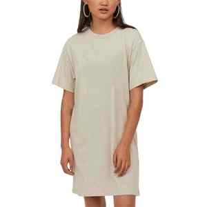 T-shirt en coton long et ample pour femme, style streetwear décontracté, blanc - Product Image 1