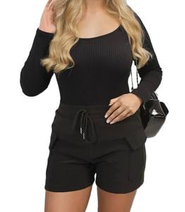 2025 mode élégant femmes Shorts couleur unie femmes Shorts Slim Fit fête porter des vêtements de tous les jours couleur noire avec poches Fitness - Product Image 6