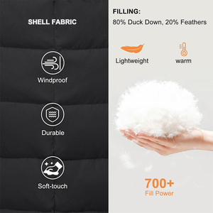 เสื้อแจ็กเก็ตขนเป็ดหนามีฮู้ด, เสื้อโค้ทขนเป็ดกันลมกันน้ำเสื้อนอกลำลองสำหรับฤดูหนาว - Product Image 4