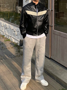 New Leather Hooded Slim Fit Men's Winter Jacket Plus Size Customized Front Logo Waterproof Windproof Jacket For Men' - Product Image 6