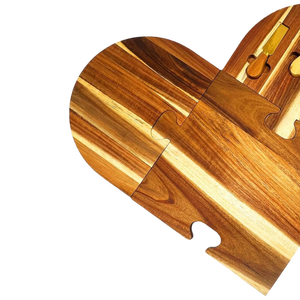 Article populaire : Ensemble de 4 plateaux de service en bois écologiques, emboîtables, type puzzle, pour charcuterie, apéritifs et comme planches à découper pour fêtes - Product Image 6