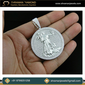 Collar y Dijes de Plata 925 con Baño de Rodio y Moissanita, Diseño de Moneda Americana de la Libertad, con Colgante de la Paz, Regalo de Moda Personalizado - Product Image 2