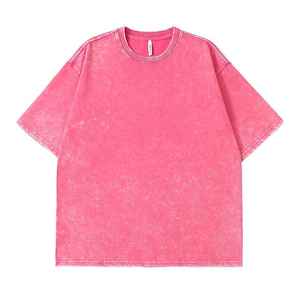 เสื้อยืดคอกลมผ้าฝ้ายฟอกกรดสำหรับผู้ชายเสื้อโอเวอร์ไซส์ซักได้สำหรับ100% - Product Image 4
