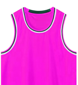 Pink Sleeveless Basketball Jersey Round Neck Moisture Wicking Unisex Adult Sport Apparel Regular Fit Polyester <b>Material</b> - Product Image 2