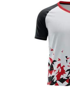Camiseta Deportiva con Cuello en V para Hombre, Blanca, Negra, Roja, de Poliéster, Estampada, de Secado Rápido, Transpirable, para Entrenamiento Atlético, con Logotipo Personalizado OEM - Product Image 3