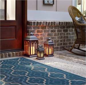 Juego de tres piezas de metal negro para mesa, portavelas tipo linterna, hecho en India, para decoración del hogar, hotel, restaurante, boda, oficina, el mejor. - Product Image 4