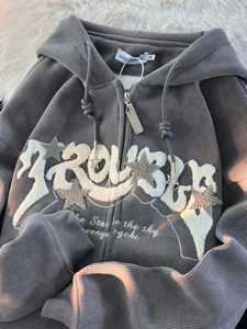 Sweats à capuche avec appliques brodées, patch de broderie personnalisé, sweat à capuche avec appliques en détresse - Product Image 6