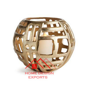 Vajilla de boda de diseño de tendencia, centros de mesa para fiestas y eventos, forma de hoja, portavelas de latón decorativo único - Product Image 3