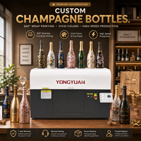 Impresora UV Rotativa de Alta Velocidad de 360 Grados para Botellas de Champán, Máquina de Impresión Cilíndrica, Impresión Completa CMYK, Barniz Blanco