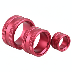 Chính xác tùy chỉnh dịch vụ gia công CNC Anodized nhôm Đỏ có khía Vòng phần quay - Product Image 1