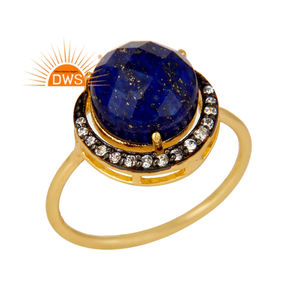 Latest Design Sterling Silver 18K Natural Cz and <b>Lapis</b> <b>Lazuli</b> Gemstone Stackable <b>Ring</b> Custom Jewelry Manufacturer - Product Image 1