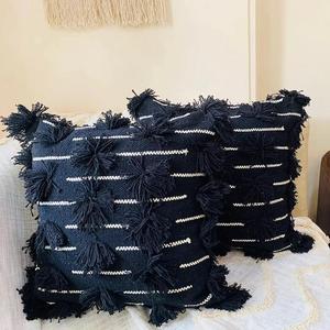 Worldwide Hot Sell Bohemian Home Decor Cotton Black White Cushion Cover Handwoven Indoor-Outdoor Geometric Throw Pillow Covers - Product Image 1