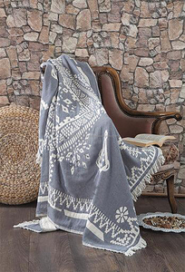 Manta de playa turca geométrica 100% algodón pestemal Hammam Color negro/Beige fundas de sofá de lujo - Product Image 5