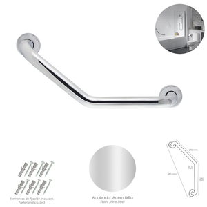 Maniglia di supporto per doccia Maurer, finitura cromata, diametro 32 mm, lunghezza 26 x 26 cm, angolata - Product Image 1