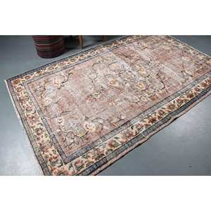 Alfombra Turca Vintage Beige Azul 5,2 X 8.5ft Felpa Hecha A Mano Estilo Tabriz Patchwork Rectángulo Pasillo Patrón Lana Poliéster Látex - Product Image 2