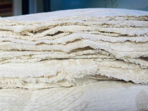 Lino de algodón orgánico con bordado de hojas-65% algodón 35% Lino Color original (sin blanquear y sin teñir) Certificado estándar de la OEKO-TEX - Product Image 5