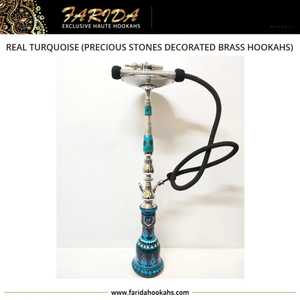 Novedad 2024: Set de Narguile de Lujo Farida, de Latón Macizo y Plata, con Piedras Preciosas de Turquesa Auténtica, Estilo Único y Grande, con Acabado Lacado - Product Image 5