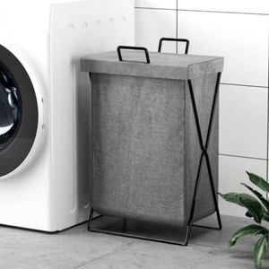 Hua Cheng Laundry <b>Hamper</b> Basket Gray Fabric 1 Shelf Modern Design For Bathroom Storage - Product Image 1
