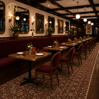 Meubles de restaurant vintage sur mesure Ron Group, table en bois massif, chaise rembourrée en velours, sièges de banquettes commerciales de luxe
