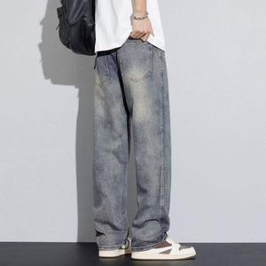 กางเกงยีนส์ทรงตรงทรงหลวมสำหรับผู้ชายกางเกงยีนส์แนวสตรีท - Product Image 5