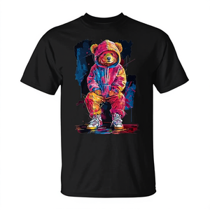 Camiseta Hip Hop con Diseño de Oso de Peluche Colorido para Hombres, Mujeres y Niños, Ideal para Promociones - Product Image 2