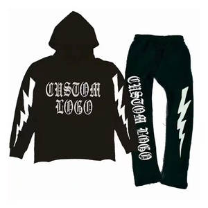 Nouveau Style Custom Made Vintage Streetwear Sports Hommes Survêtement Distressed Jogger Set Custom Heavyweight Acid Wash - Product Image 3