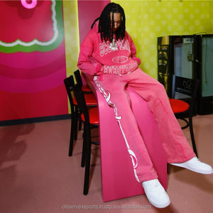 Sweat-shirt unisexe personnalisé en molleton bouclette, coupe courte, avec impression numérique délavée et strass, grammage lourd, style streetwear hiver - Product Image 2