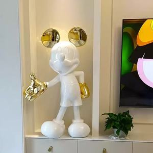 Estatua <span class=keywords><strong>de</strong></span> ratón <span class=keywords><strong>de</strong></span> dibujos animados <span class=keywords><strong>de</strong></span> fibra <span class=keywords><strong>de</strong></span> vidrio <span class=keywords><strong>de</strong></span> tamaño natural moderno 2025 esculturas grandes en colores blancos fríos cumpleaños duradero artístico - Product Image 4