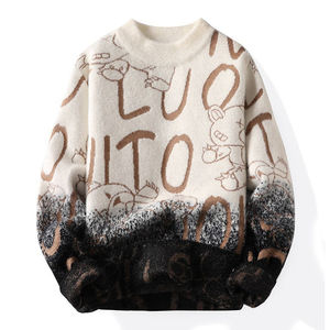 Pull-over en tricot pour hommes, coupe ajustée, mélange de laine, doux et chaud, à manches longues, pull-over décontracté à col ras du cou pour l'hiver - Product Image 4