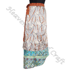 Silk Sari Stylish Exclusive Design Sarong Wrap <b>Skirt</b> 2 Layer Reversible Magic Silk Saris Wrap Long <b>Skirt</b> Indian Silk Wrap - Product Image 2