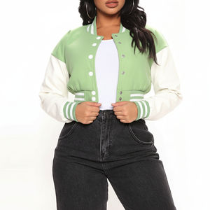 Veste Letterman et baseball à broderie personnalisée de qualité supérieure veste universitaire en cuir fin pour femmes - Product Image 1