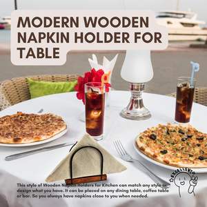 Modern Wooden <b>Napkin</b> <b>Holder</b> for Table with Black Steel Wire-Farmhouse <b>Napkins</b> <b>Holder</b>-<b>Napkin</b> <b>Holders</b> for Kitchen & Dining Tables - Product Image 5