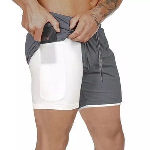 Short de sport double couche respirant à séchage rapide, short décontracté à mèche de corde réglable, short de fitness pour homme Bienvenue OEM - Product Image 3