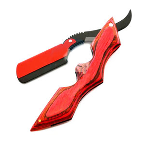 Maquinilla de afeitar de barbero profesional con mango rojo de madera de alta calidad de acero inoxidable para hombres - Product Image 1