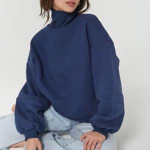 Premium Women Oversized Long Mockneck Sweatshirt Soft Cotton Fleece Warm Stylish Autumn Winter Streetwear <b>Top</b> - Product Image 5