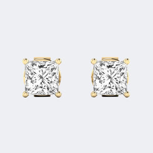 Pendientes de Diamantes con Corte Princesa de 0.45CTW, Oro de 14k, Cultivados en Laboratorio, Color D, VVS, Clásicos de 4 Puntas, Joyería para Mujer, Par - Product Image 2